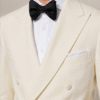 Cream Tailored Fit Milano Double Breast Peak Lapel Tuxedo (6) Cream Tailored Fit Milano Double Breast Tuxedo 奶白色 Roma 修身剪裁兩件套雙排扣禮服