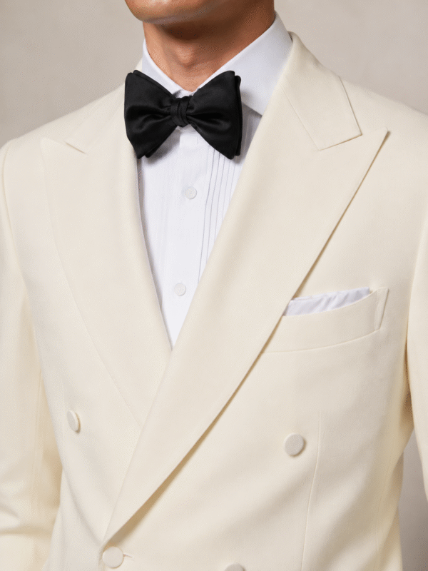 Cream Tailored Fit Milano Double Breast Peak Lapel Tuxedo (6) Cream Tailored Fit Milano Double Breast Tuxedo 奶白色 Roma 修身剪裁兩件套雙排扣禮服