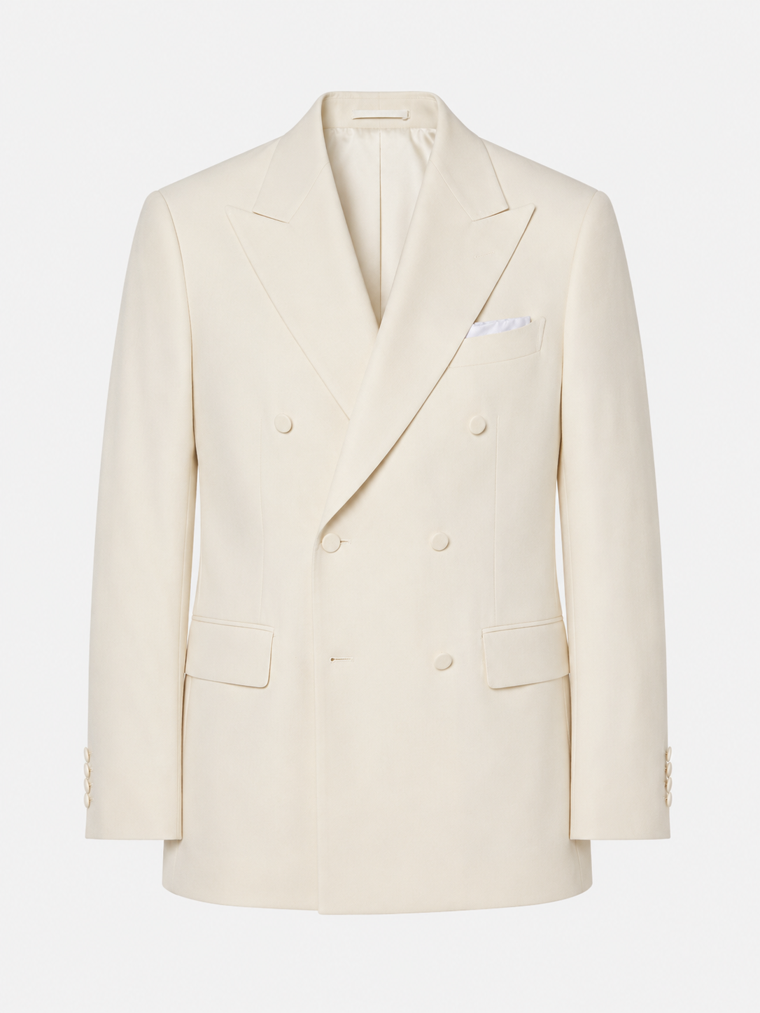 Cream Tailored Fit Milano Double Breast Peak Lapel Tuxedo (7) Cream Tailored Fit Milano Double Breast Tuxedo 奶白色 Roma 修身剪裁兩件套雙排扣禮服