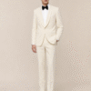 Cream Tailored Fit Milano Shawl Lapel Tuxedo (1) Cream Tailored Fit Milano Shawl Lapel Tuxedo 奶白色 Roma 修身剪裁兩件套圓領禮服