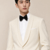 Cream Tailored Fit Milano Shawl Lapel Tuxedo (6) Cream Tailored Fit Milano Shawl Lapel Tuxedo 奶白色 Roma 修身剪裁兩件套圓領禮服