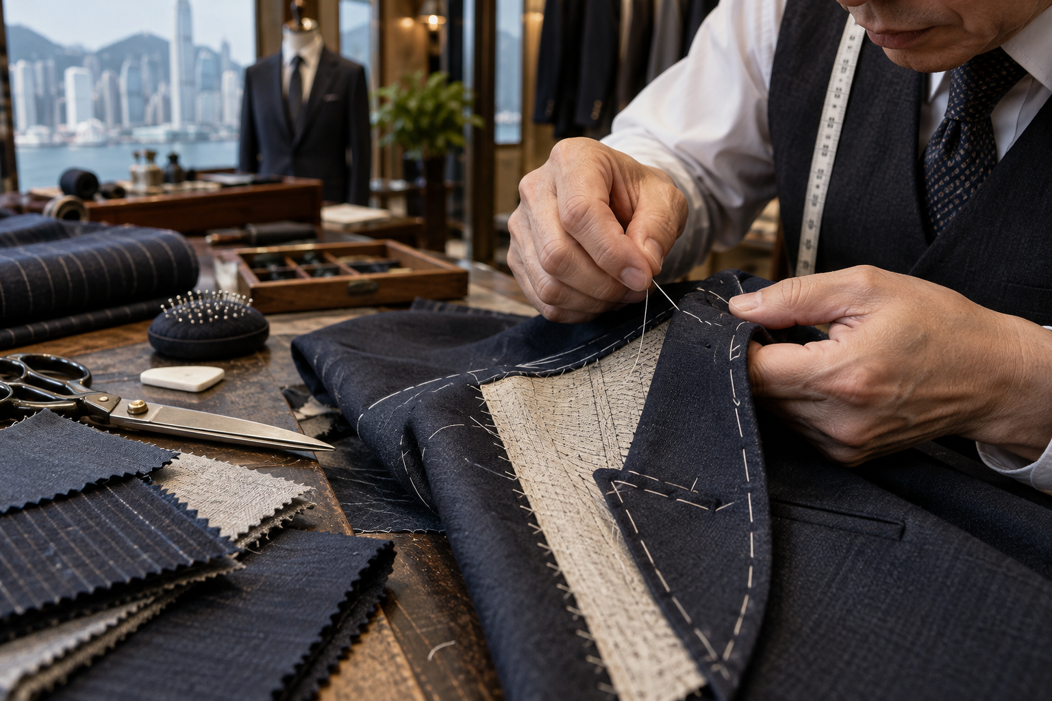 手工全訂製西裝 Bespoke suit 香港 老西 手工縫製胸襯領位細節